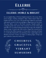 Ellerie name origin print with meaning and traits in deep blue