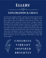 Ellery personalized name art with origin story in deep blue