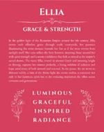 Ellia personalized name print with origin and traits in red