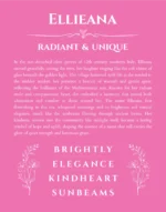 Ellieana personalized name print with origin and traits in pink