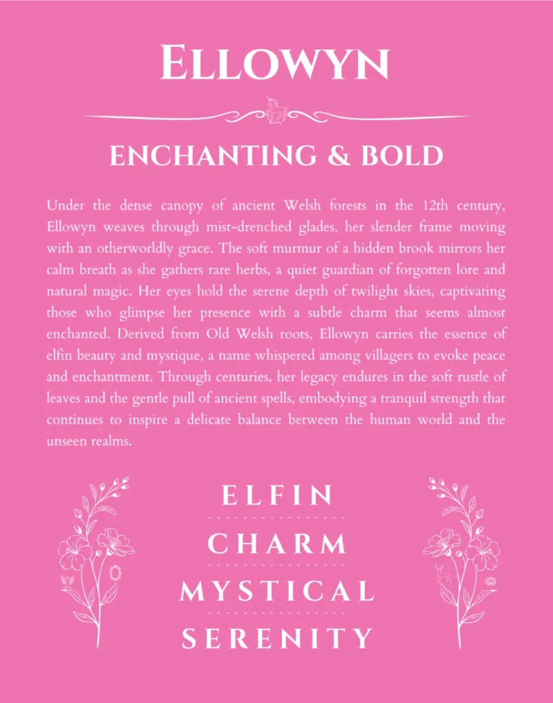 Ellowyn personalized name meaning print in pink