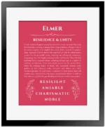 Elmer custom name print for wall display in red with black matte frame