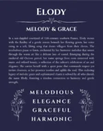 Elody personalized name print with origin and traits in navy blue
