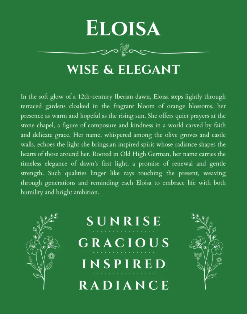 Eloisa name meaning gift print in dark green