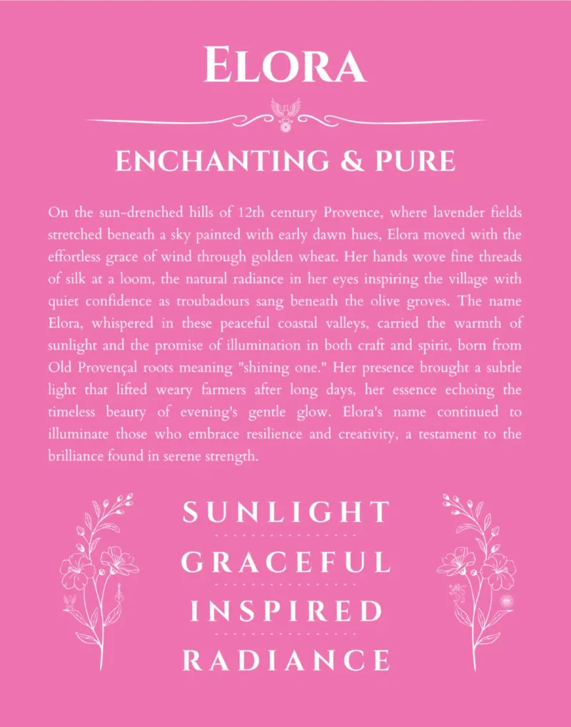 Elora name meaning gift print in pink