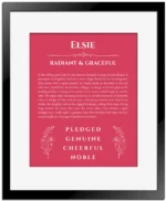 Elsie name meaning wall art by Get Your Story in red with black matte frame