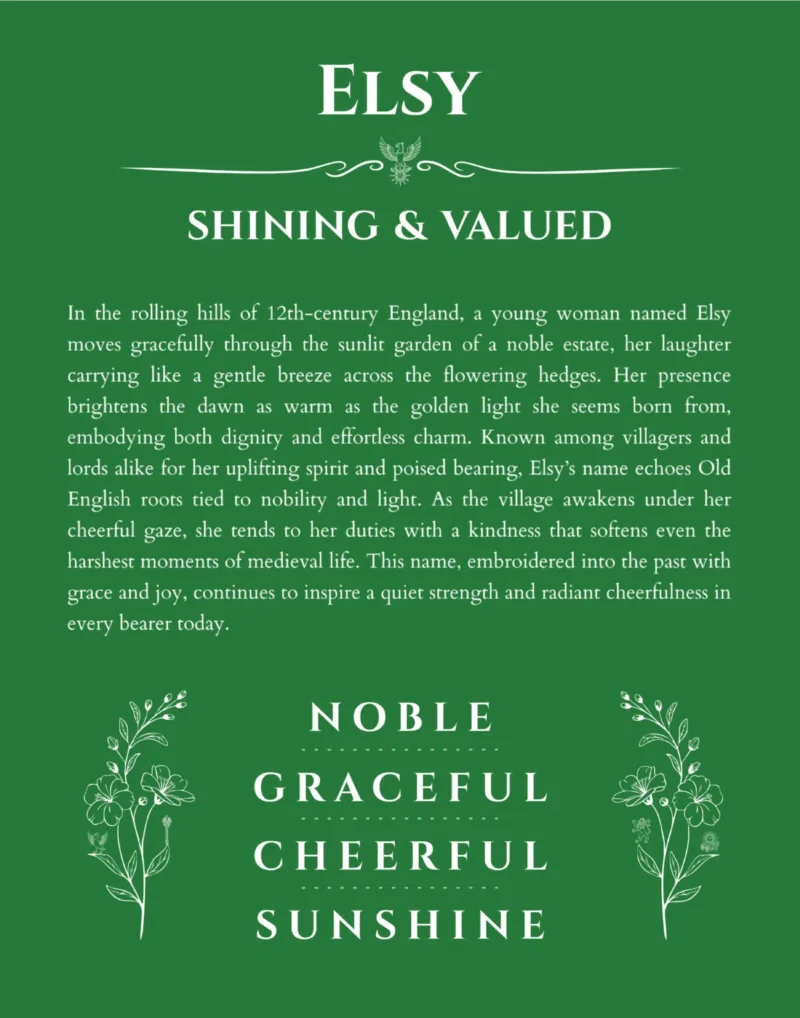 Elsy custom name print for wall display in dark green