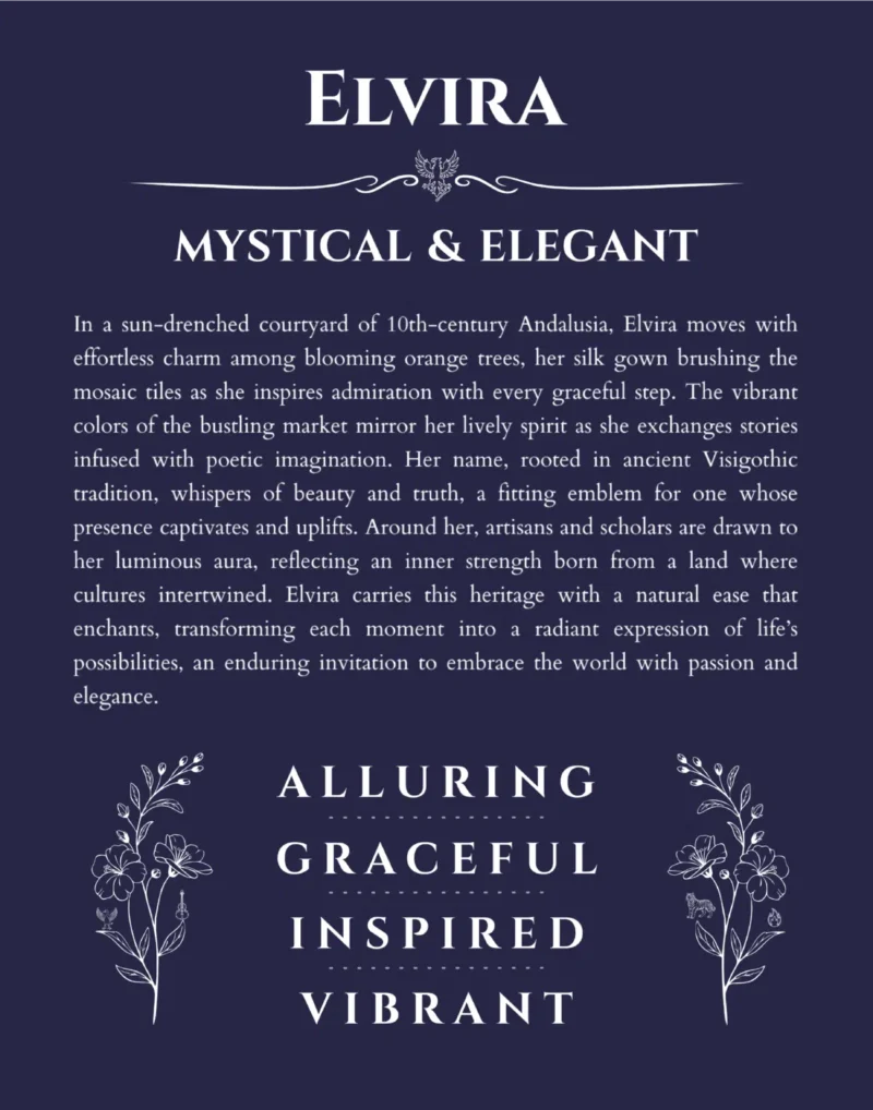Elvira name meaning gift print in navy blue
