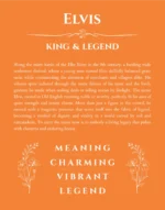 Elvis personalized name art with origin story in orange