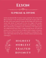 Elyon personalized name print with origin and traits in red