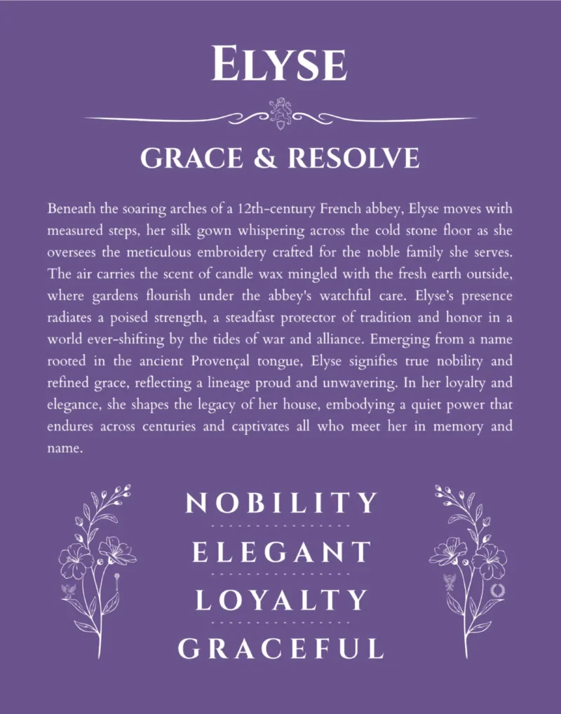 Elyse custom name meaning print in purple