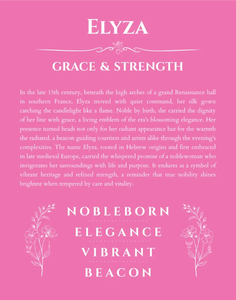 Elyza name meaning gift print in pink