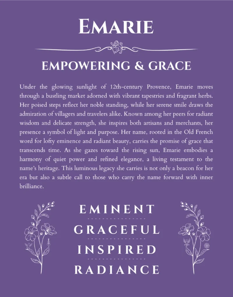 Emarie custom name meaning print in purple