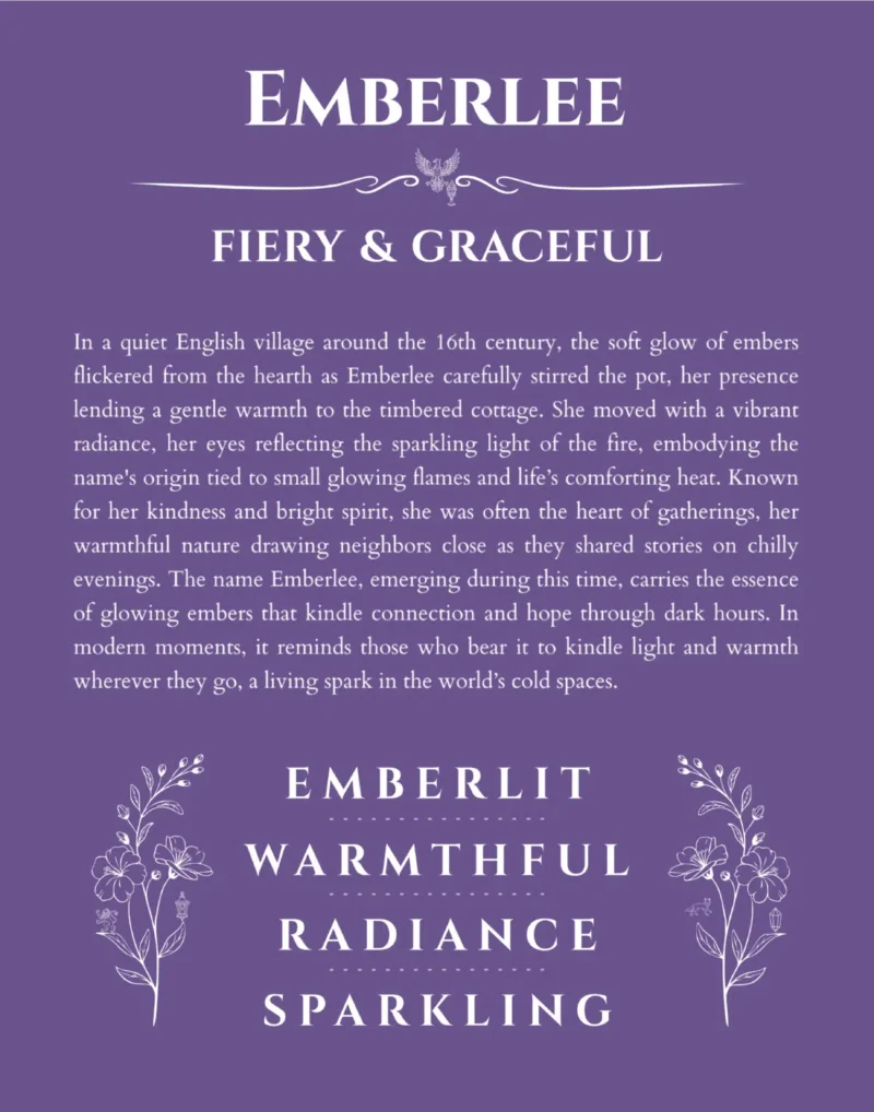 Emberlee personalized wall art with the story of your name in purple