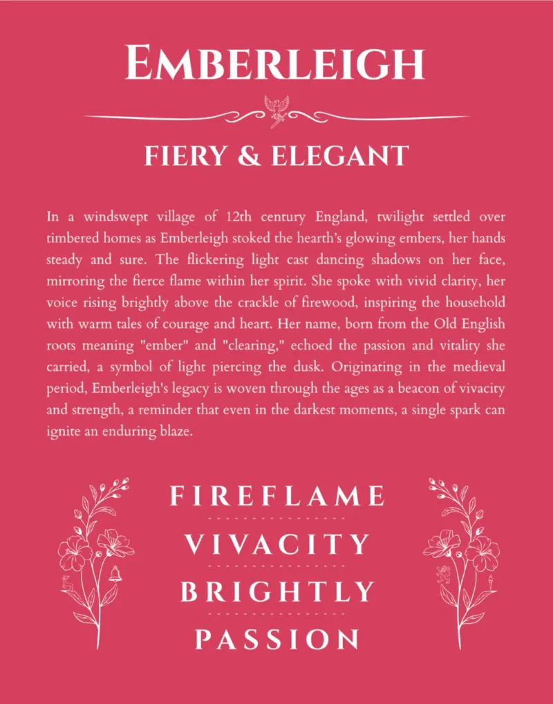 Emberleigh name meaning gift print in red