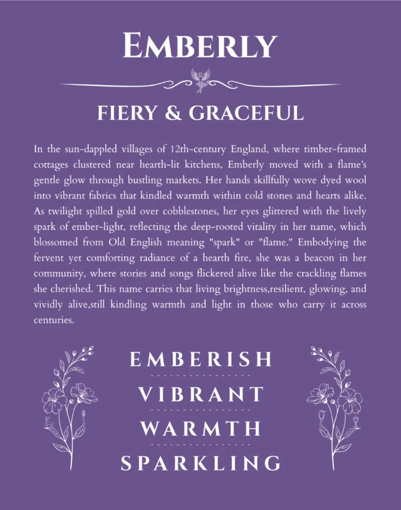Emberly custom name art showing meaning and origin in purple