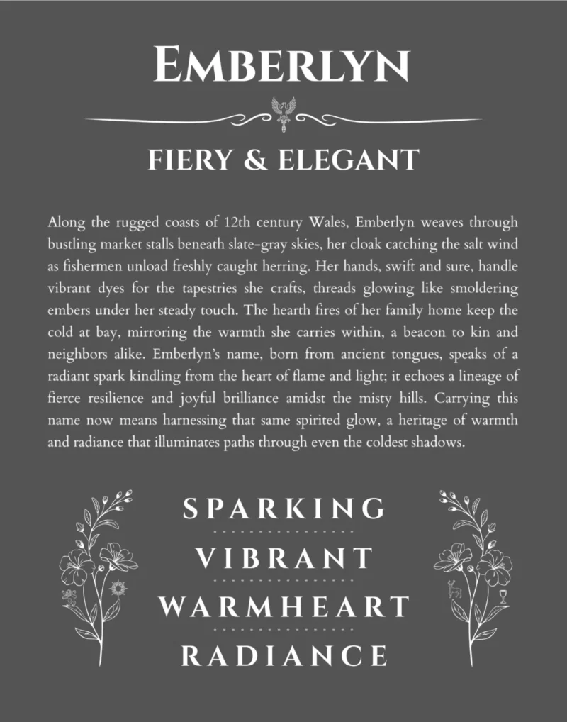 Emberlyn name meaning gift print in gray