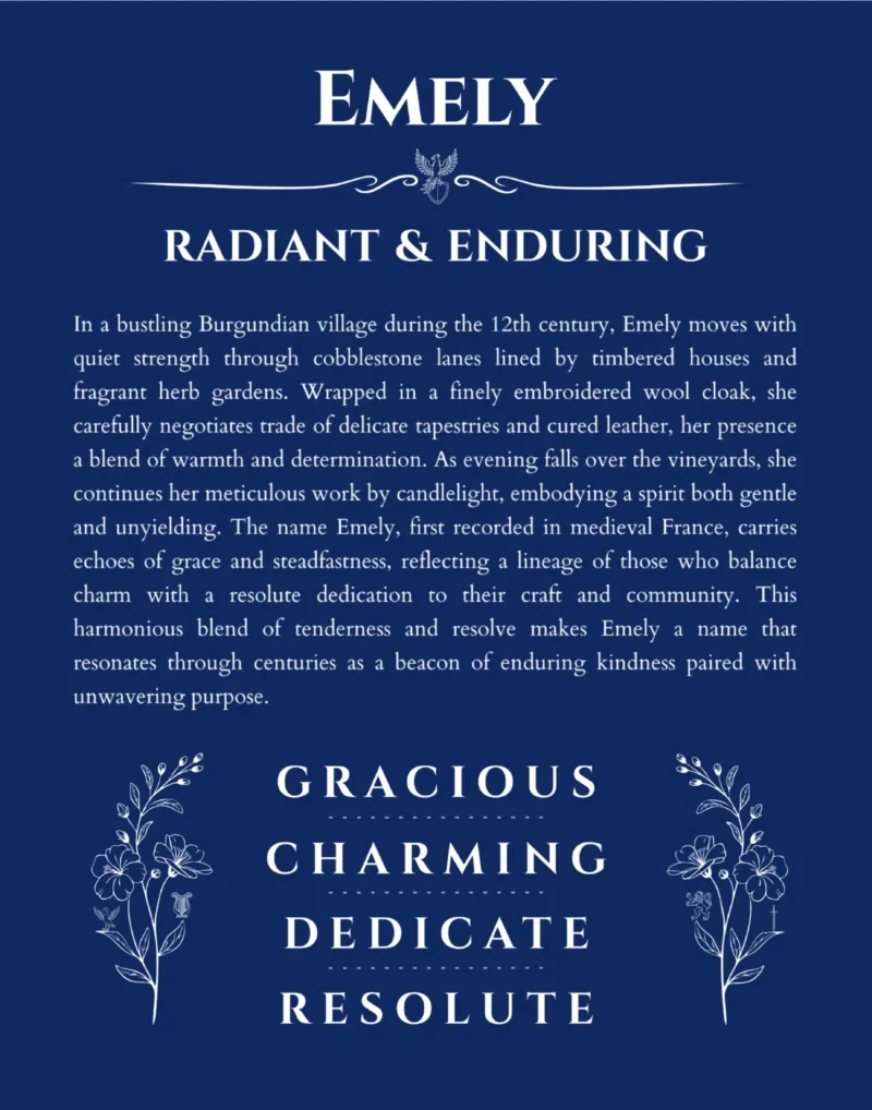 Emely custom name meaning print in deep blue