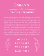 Emelyn personalized name print with origin and traits in pink