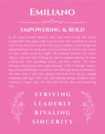 Emiliano custom name art showing meaning and origin in pink