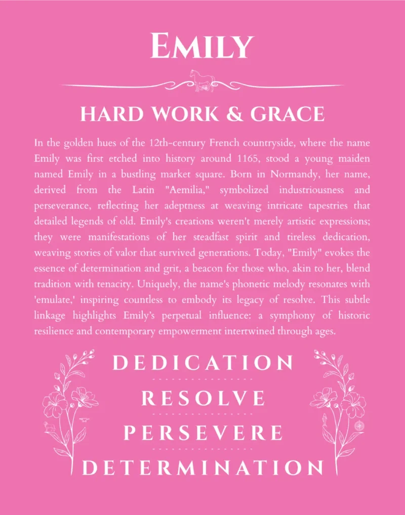 Emily personalized name meaning print in pink
