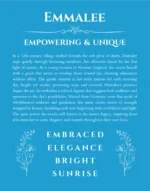 Emmalee personalized name meaning print in blue