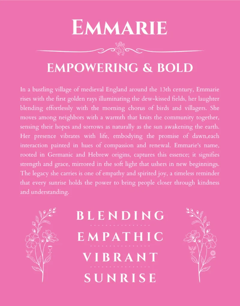 Emmarie personalized name meaning print in pink