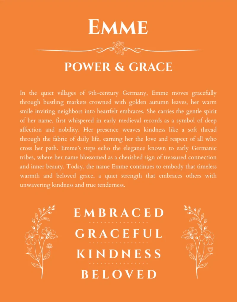 Emme custom name print for wall display in orange