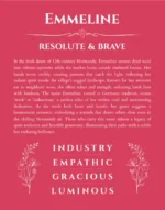 Emmeline personalized name print with origin and traits in red