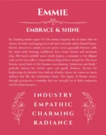 Emmie personalized name art with origin story in red