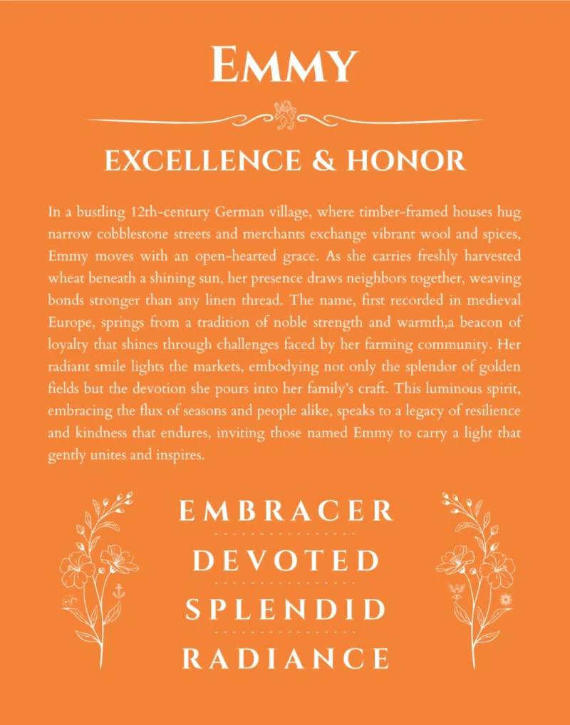 Emmy custom name print for wall display in orange