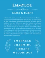 Emmylou custom name art showing meaning and origin in blue