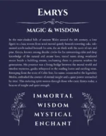 Emrys personalized name print with origin and traits in navy blue