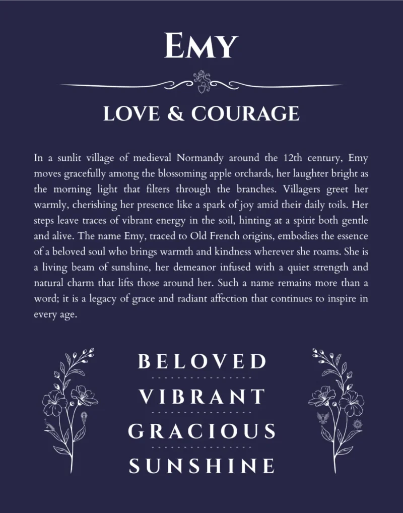 Emy personalized name meaning print in navy blue