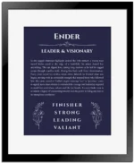 Ender name meaning wall art by Get Your Story in navy blue with black matte frame