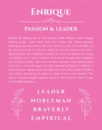 Enrique name origin print with meaning and traits in pink