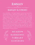 Ensley personalized name art with origin story in pink