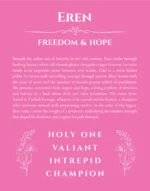 Eren personalized wall art with the story of your name in pink