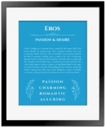 Eros custom name meaning print in blue with black matte frame