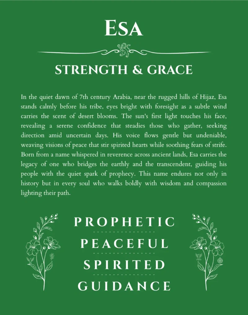 Esa personalized name meaning print in dark green