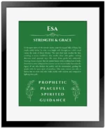 Esa personalized name meaning print in dark green with black matte frame