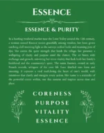 Essence personalized name print with origin and traits in dark green