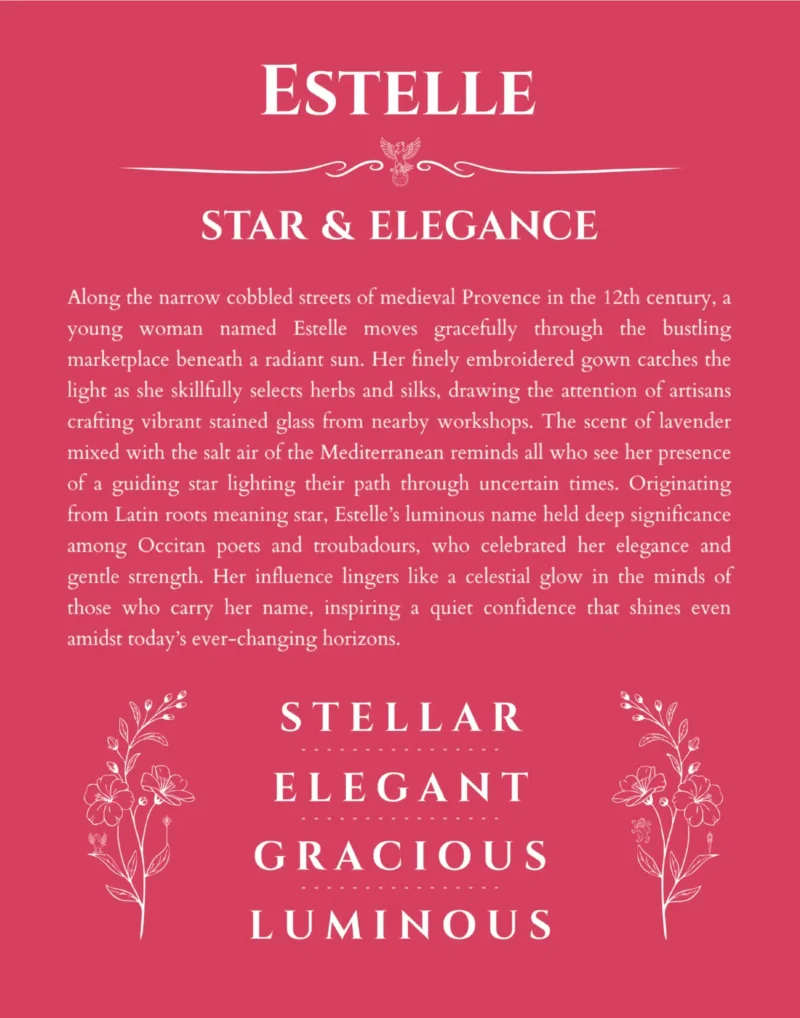 Estelle custom name meaning print in red