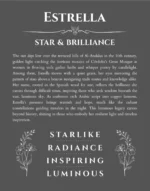 Estrella custom name art showing meaning and origin in gray