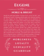 Eugene name origin print with meaning and traits in red