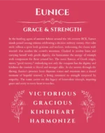 Eunice name origin print with meaning and traits in red