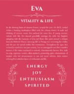 Eva personalized name art with origin story in red