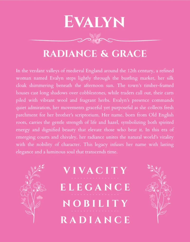 Evalyn name meaning gift print in pink