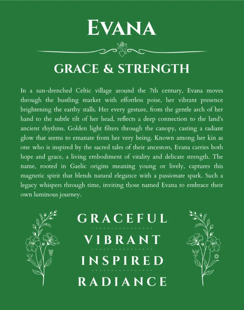 Evana name meaning gift print in dark green