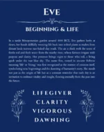 Eve personalized name print with origin and traits in deep blue